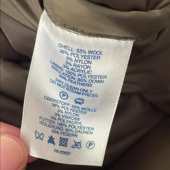 Lands' End Men's M Wool Olive Green Quilted Puffer Vest Fall Layering Warm - Picture 5 of 6